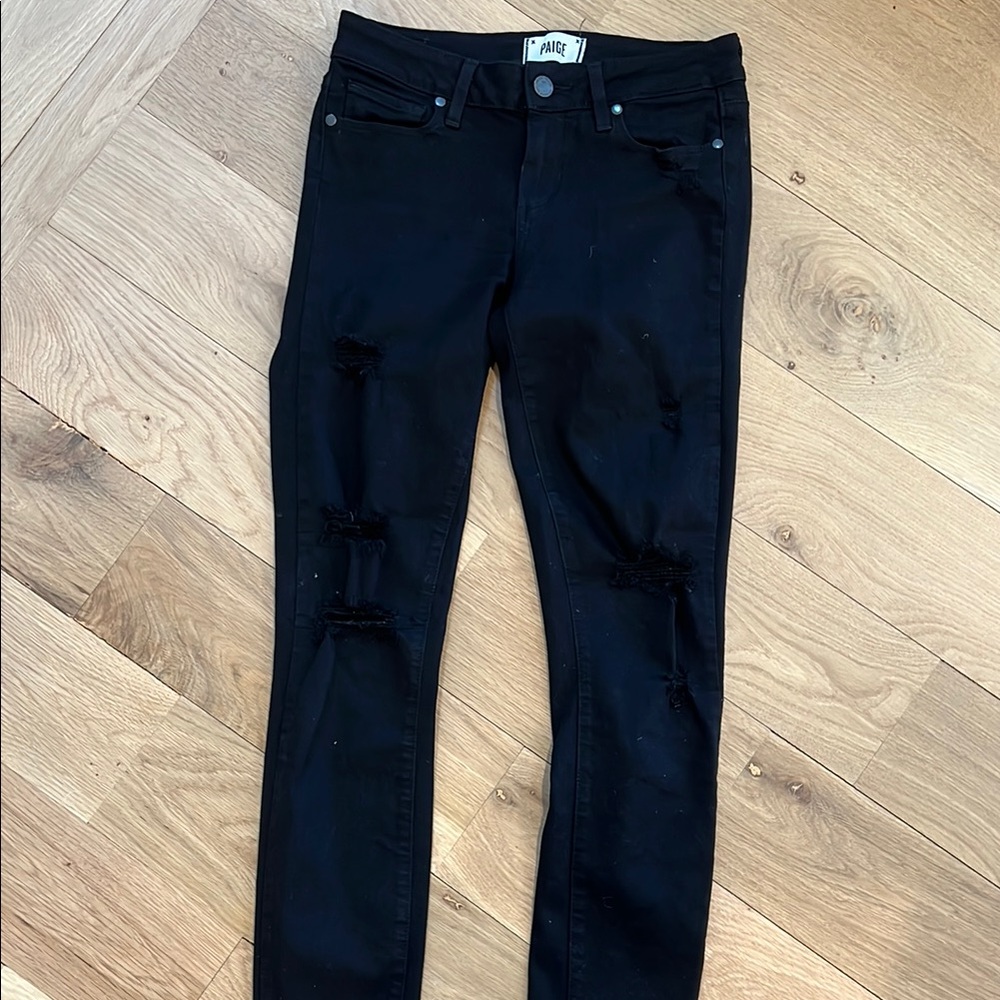 Paige Women's Black Distressed Jeans